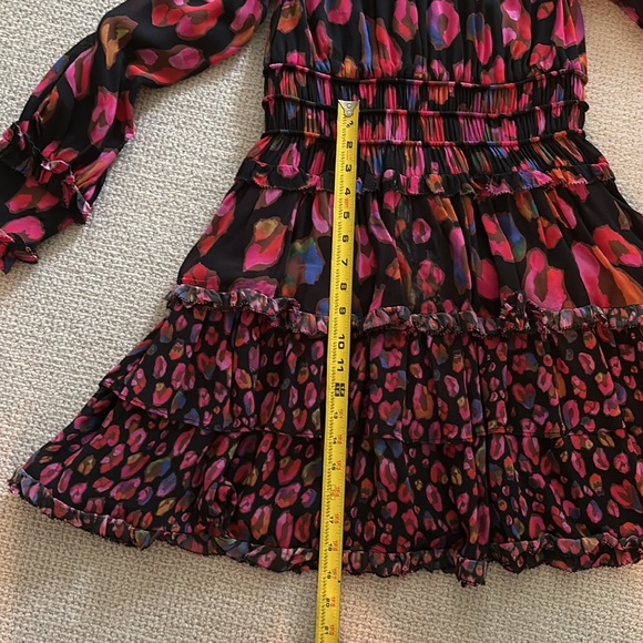 Small Farm RIO Black Iridescent Leopards Ruffle Mini Dress / Worn Only Once - Picture 5 of 5